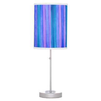 Painted Teal, Blue, Purple Stripes Table Lamp