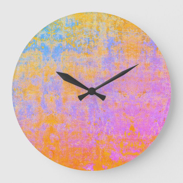 painted texture in sunset colours large clock (Front)