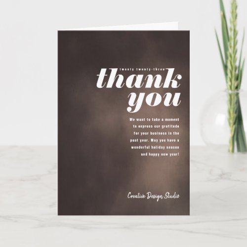  Painted Thank You Cocoa Brown Folded Business Holiday Card
