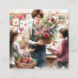 Painted Thanks Tote Square Business Card