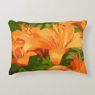 Painted Tiger Lily Accent Pillow