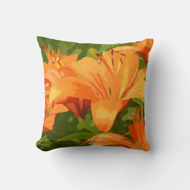Painted Tiger Lily Garden American Mojo Pillows (Front)