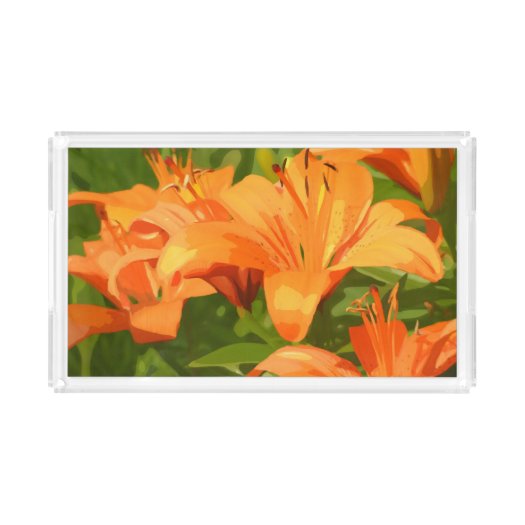 Painted Tiger Lily Rectangle Serving Trays