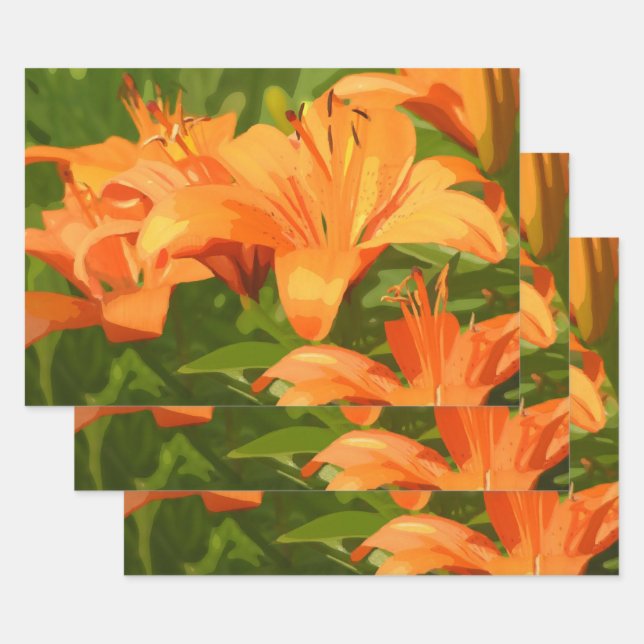 Painted Tiger Lily Wrapping Paper Sheets (Set)
