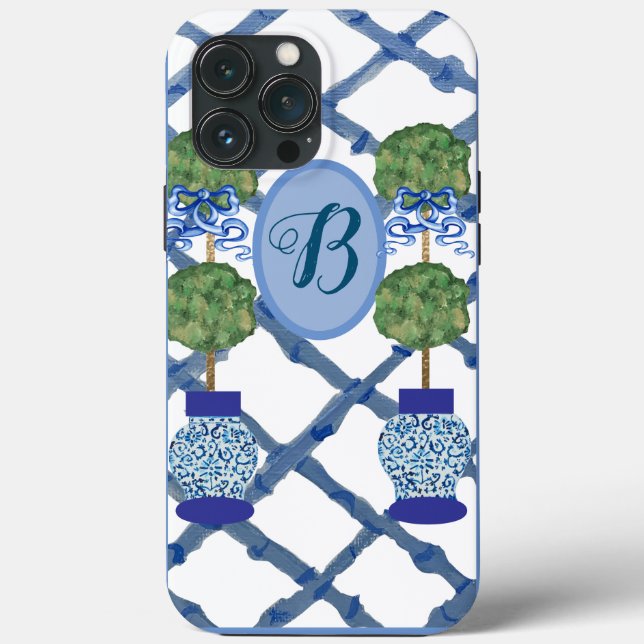 Painted Topiary Chinoiserie Ginger Jars Jar Case-Mate iPhone Case (Back)