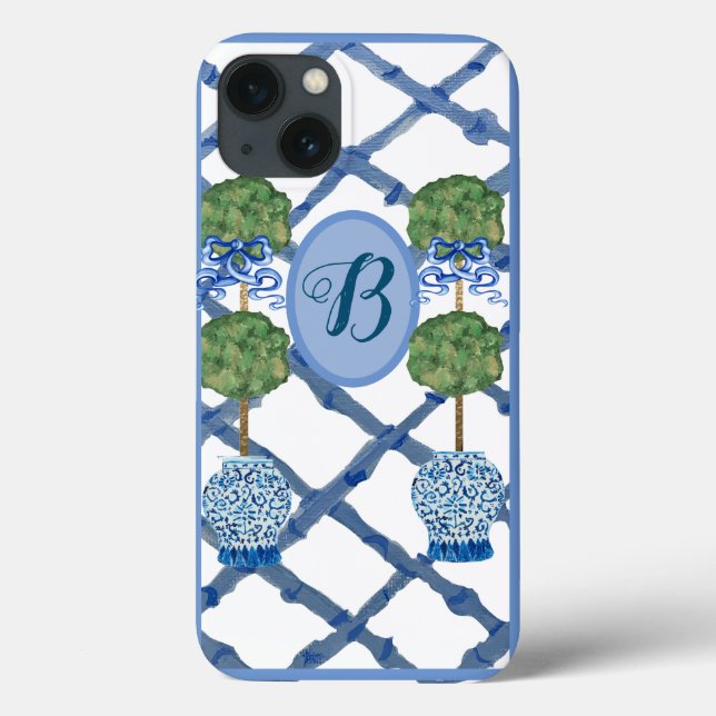 Painted Topiary Chinoiserie Ginger Jars Jar Case-Mate iPhone Case (Back)
