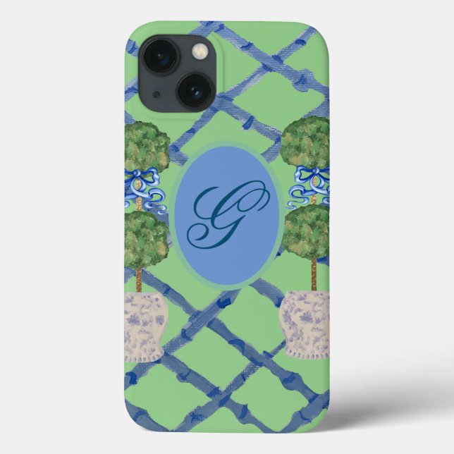 Painted Topiary Chinoiserie Ginger Jars Jar Case-Mate iPhone Case (Back)