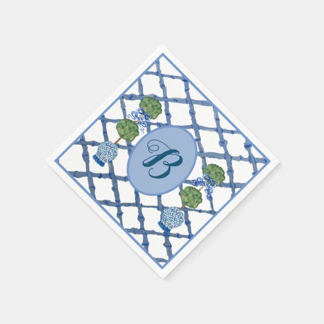 Painted Topiary Chinoiserie Ginger Jars Jar  Napkins (Corner)