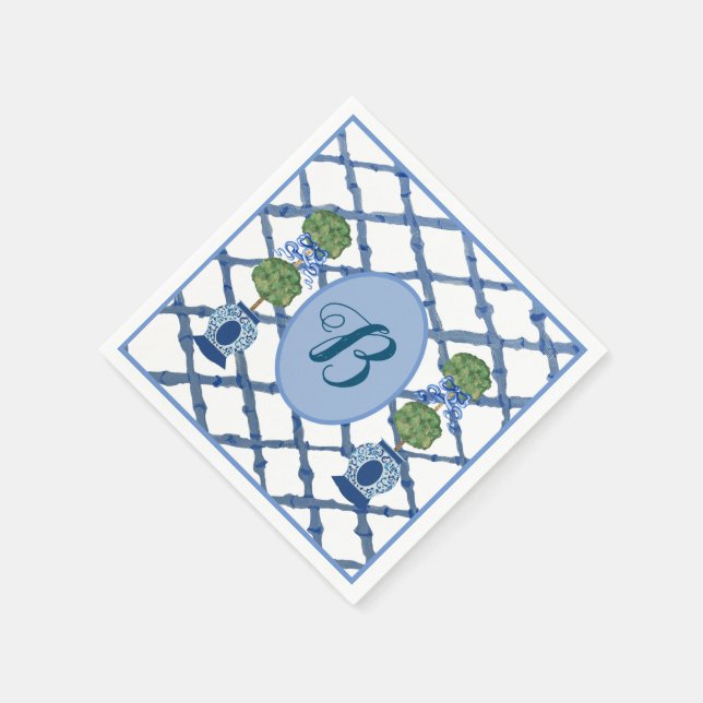 Painted Topiary Chinoiserie Ginger Jars Jar  Napkins (Corner)