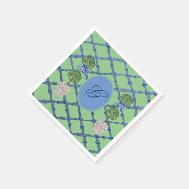 Painted Topiary Chinoiserie Ginger Jars Jar  Napkins (Corner)