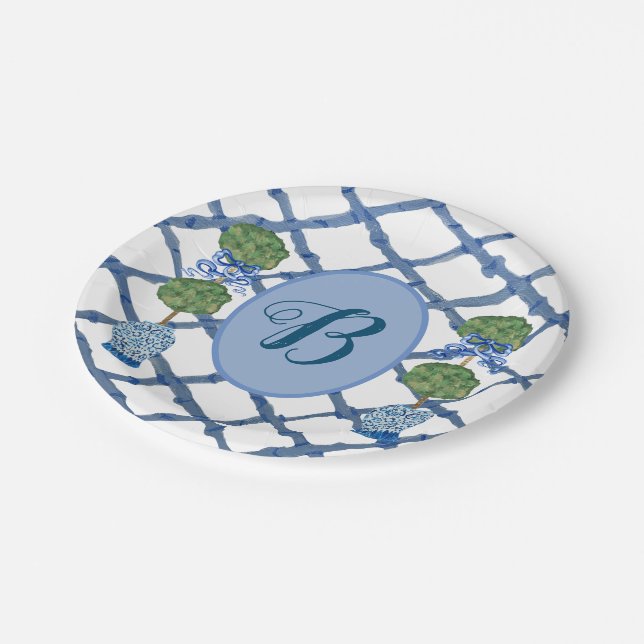 Painted Topiary Chinoiserie Ginger Jars Jar  Paper Plates (Angled)