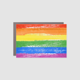 Painted Traditional Gay Pride Flag Car Magnet