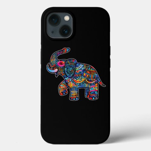 Painted Tribal Elephant with Stained Glass Aesthet iPhone 13 Case