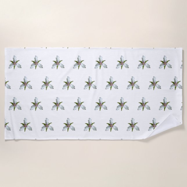 Painted Trillium Spring Wildflower Beach Towel (Front)
