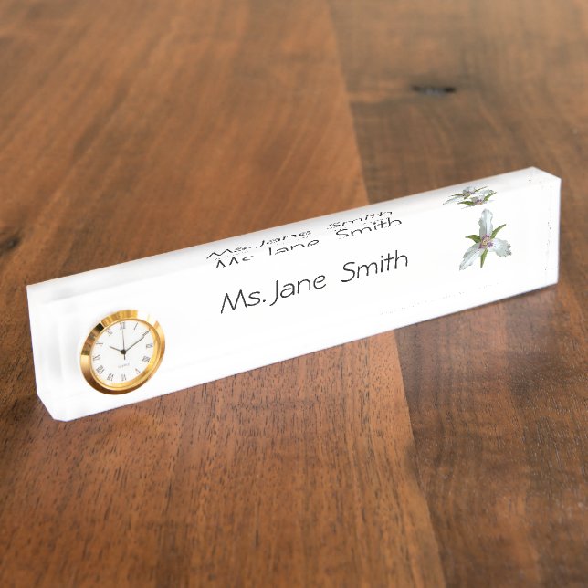 Painted Trillium Spring Wildflower Desk Name Plate (Side)