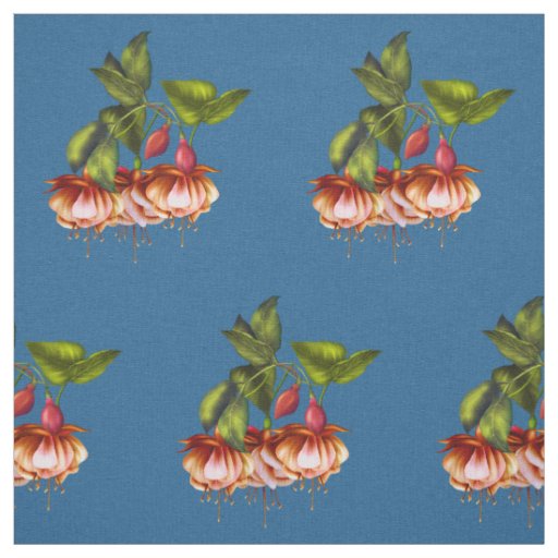 Painted Tropical Fuchsias & Hummingbird Fabric