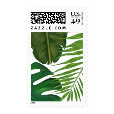 Painted Tropical Leaves Beach Wedding Postage Painted Tropical Leaves Beach Wedding Postage