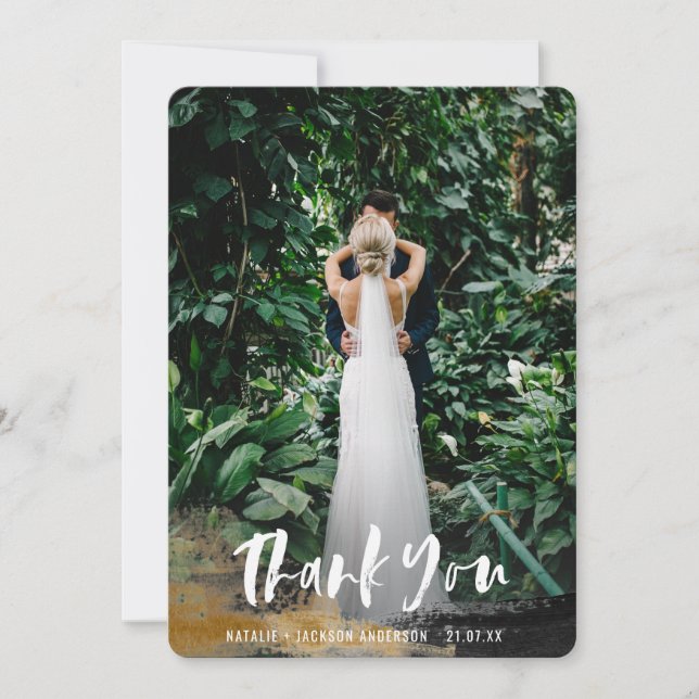 Painted tropical photo thank you card (Front)