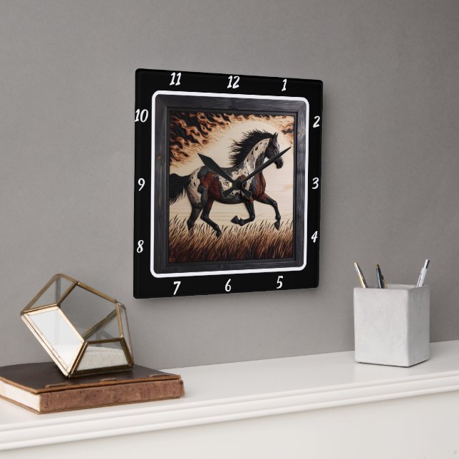 Painted Trot: Sun Field Custom Art Square Wall Clock (Office)