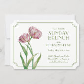 Painted Tulips and Polka Dots Sunday Brunch Invitation (Front)