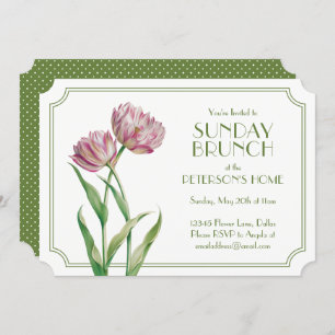 Painted Tulips and Polka Dots Sunday Brunch Invitation