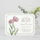 Painted Tulips and Polka Dots Sunday Brunch Invitation (Standing Front)
