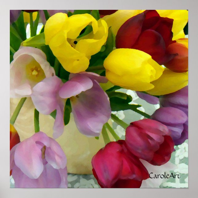 "Painted Tulips Bouquet" Fine Art Poster (Front)