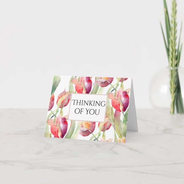 Painted Tulips Thinking of You Card (Front)