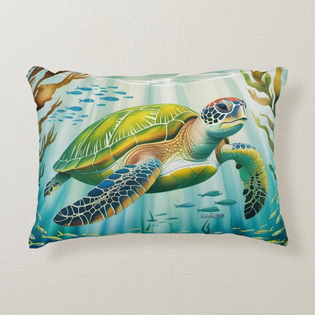 Painted Turtle Accent Pillow (Front)