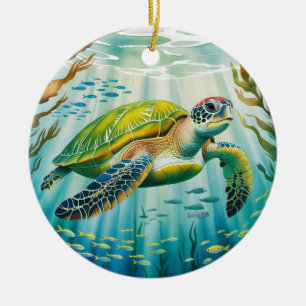 Painted Turtle Ceramic Ornament