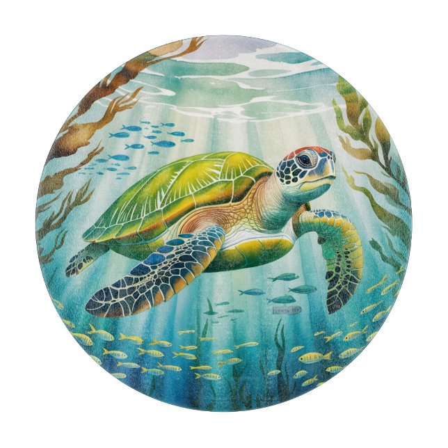 Painted Turtle Cutting Board (Front)