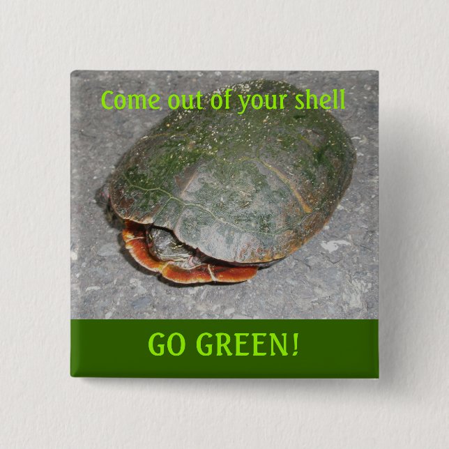 Painted Turtle GO GREEN Button (Front)