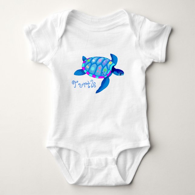 Painted Turtle Infant Crawler Baby Bodysuit (Front)