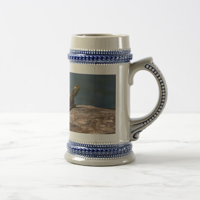 Painted turtle on a log beer stein (Right)