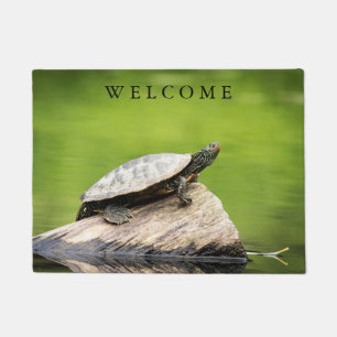 Painted Turtle on a log Doormat