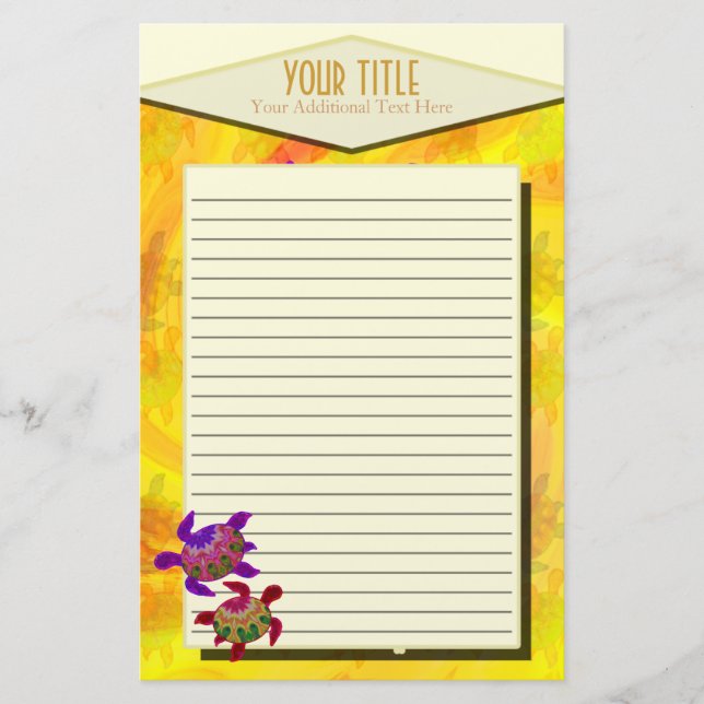 Painted Turtles Lined Stationery (Front)