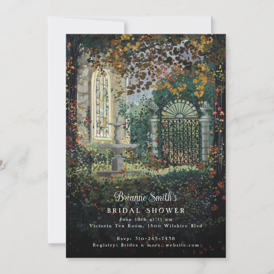 Painted Victorian Garden Romance Bridal Shower                    Invitation