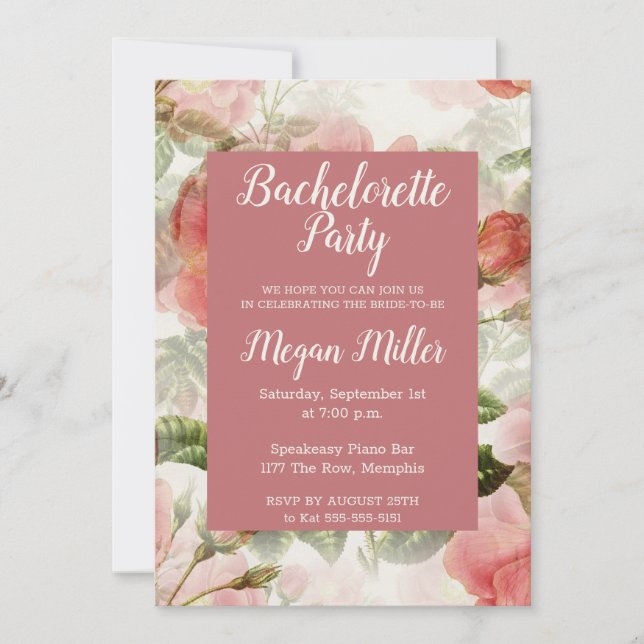 Painted Vintage Bachelorette Party Invitation (Front)