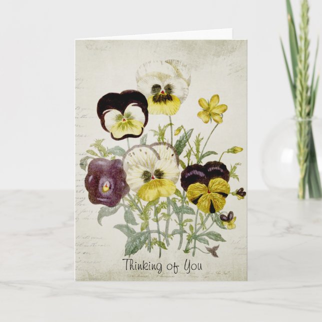 Painted Vintage Flower Bouquet Script 1 Card (Front)