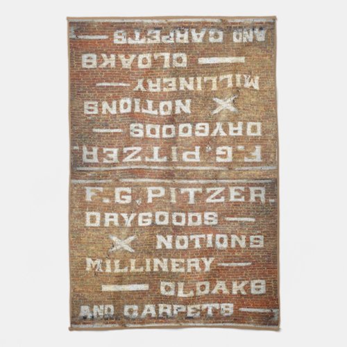 Painted Wall Old Store Sign Kitchen Towel