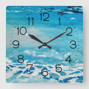 Painted Water Colors Square Wall Clock