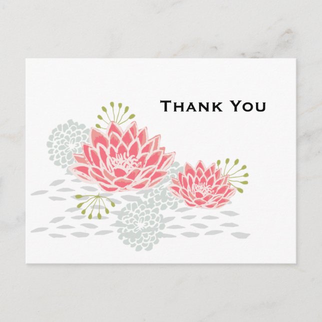 Painted Water lily - thank you postcard (Front)