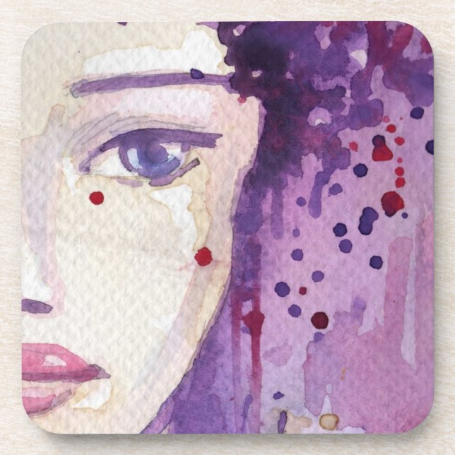 Painted Watercolor Background Drink Coaster (Front)