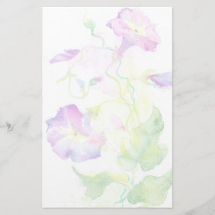 Painted watercolor convolvulus flowers stationery