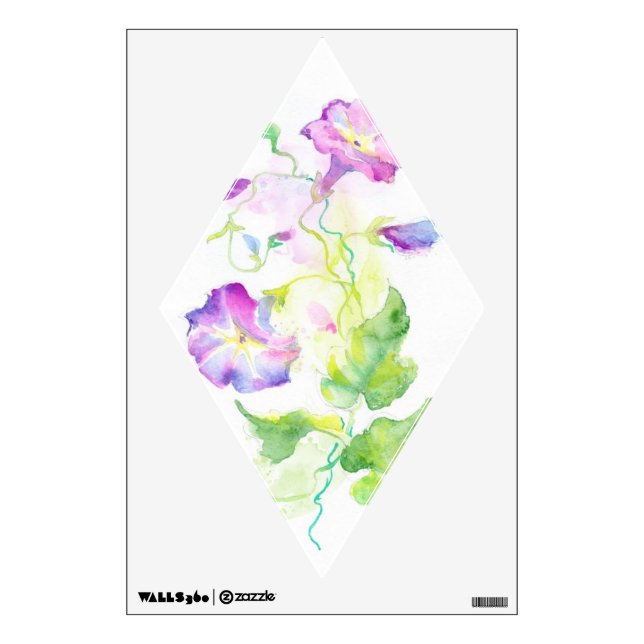 Painted watercolor convolvulus flowers wall sticker (Front)