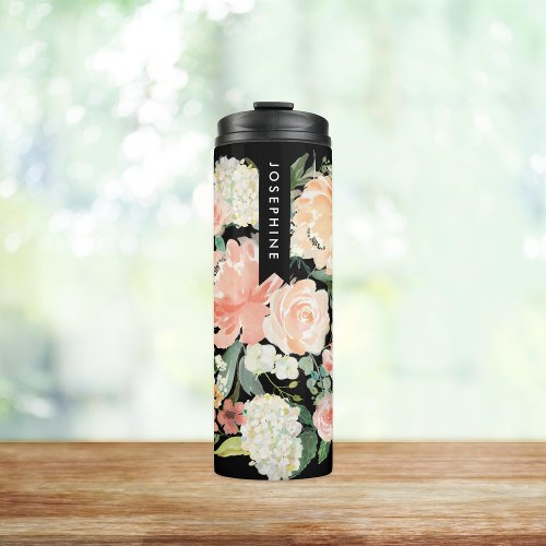 Painted Watercolor Floral Bouquet Personalized Thermal Tumbler