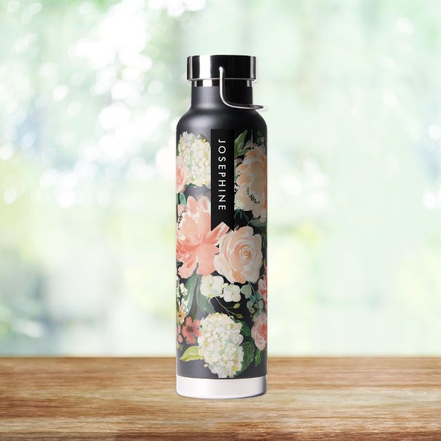 Painted Watercolor Floral Bouquet Personalized Water Bottle (Creator Uploaded)