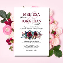 Painted Watercolor Floral Burgundy Merlot Wedding