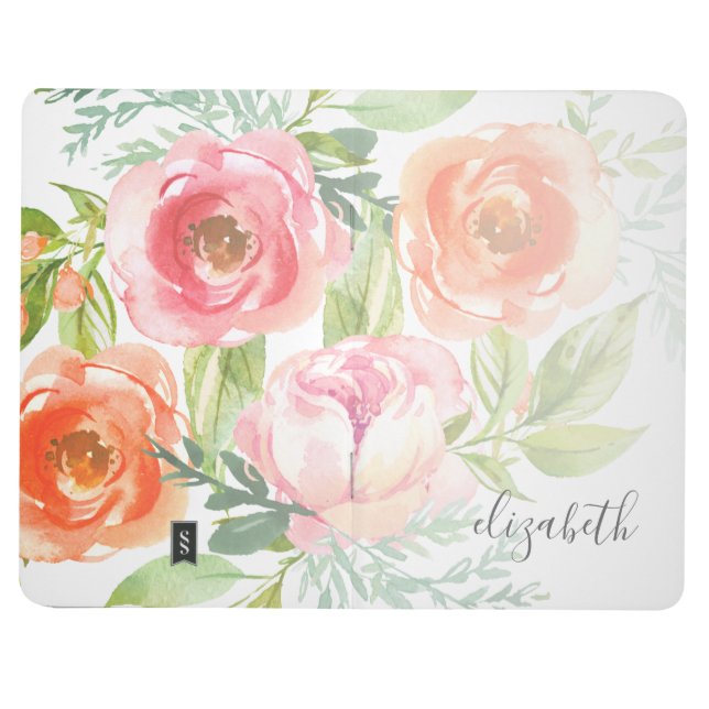 Painted Watercolor Flowers Calligraphy Name Journal (Outside)