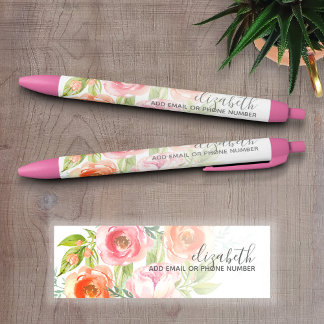 Painted Watercolor Flowers Calligraphy Name Pen